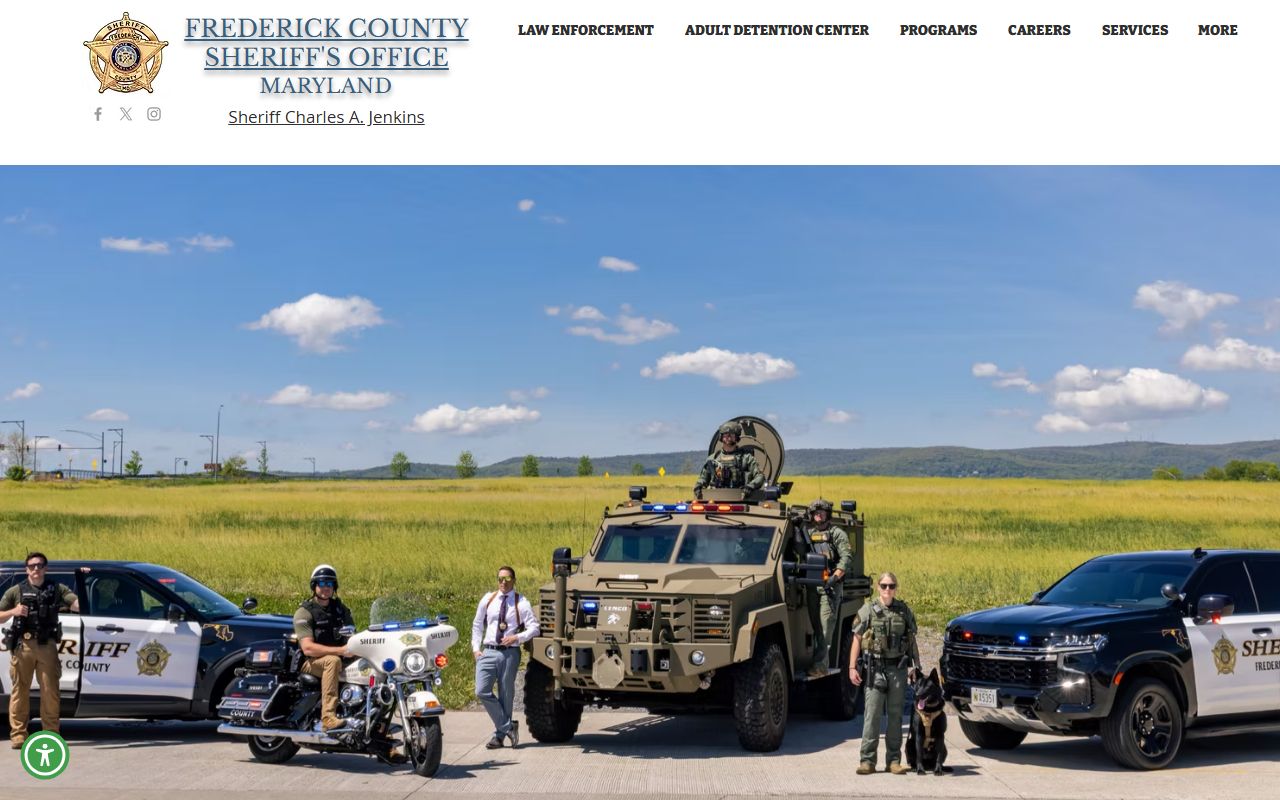 Frederick County arrest records from the Sheriff's Office homepage