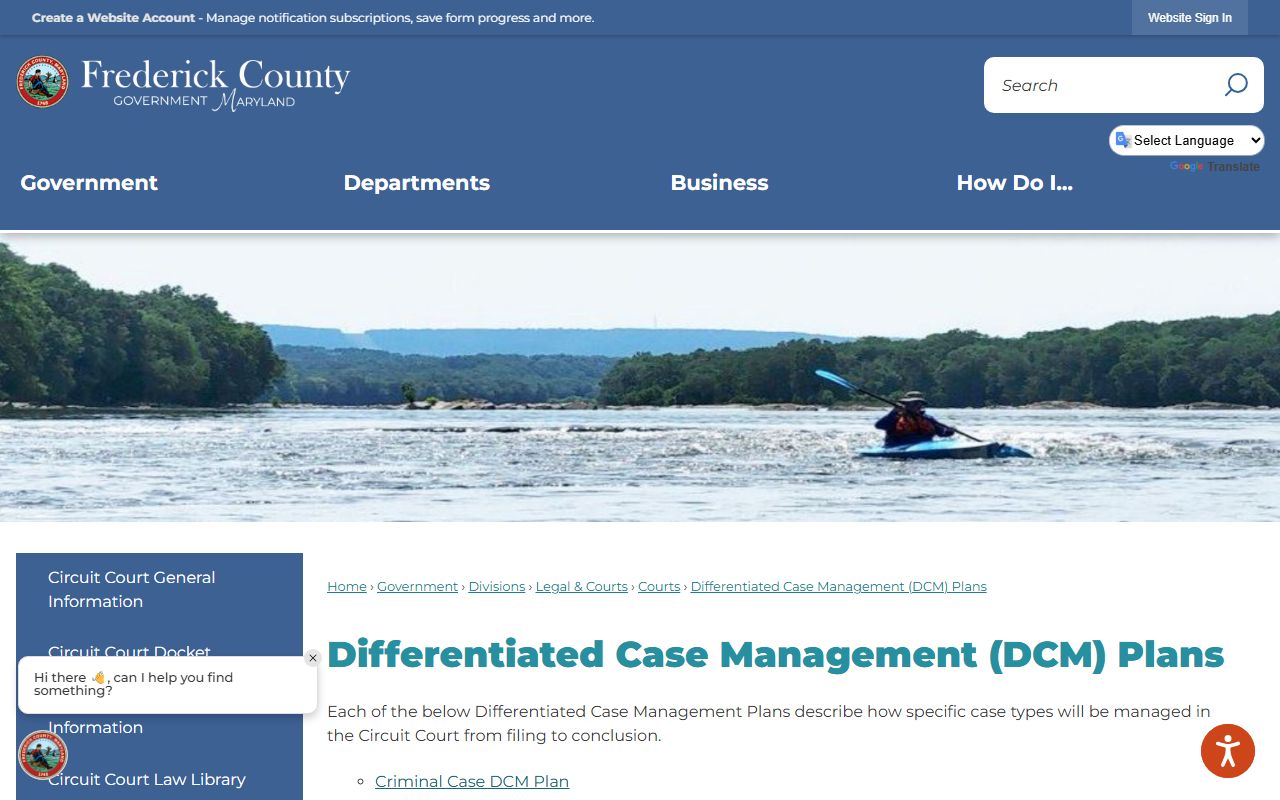Frederick County court records differentiated case management plans