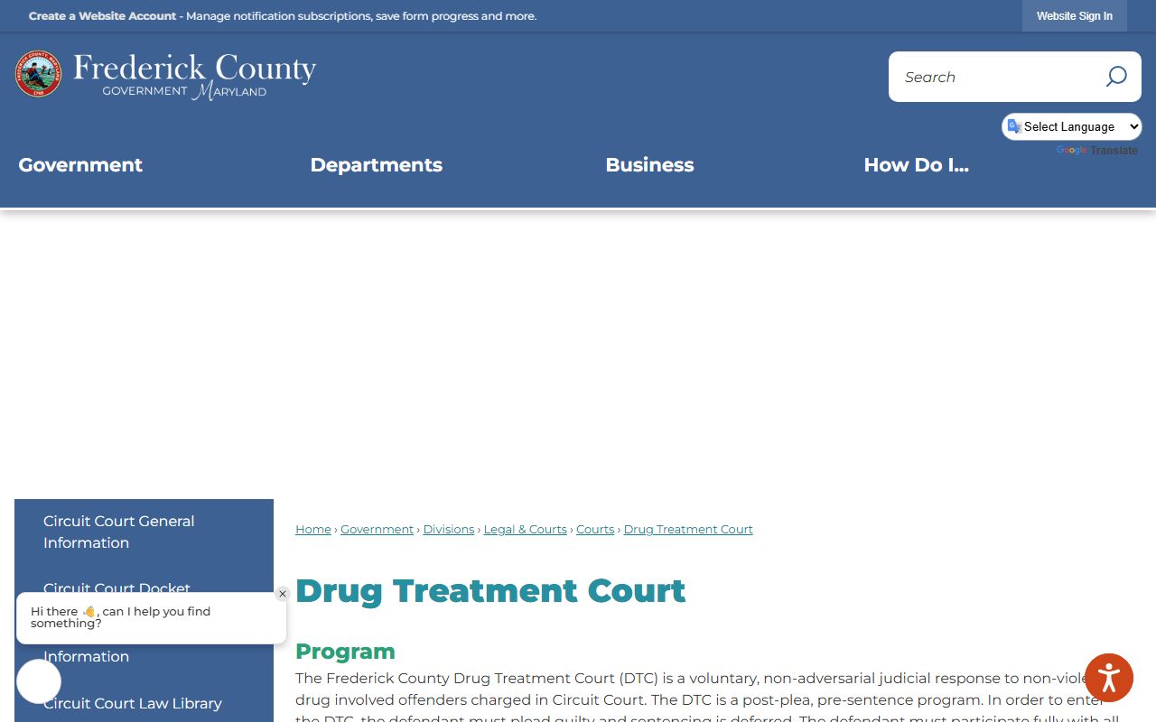 Frederick County Circuit Court records Drug Treatment Court program