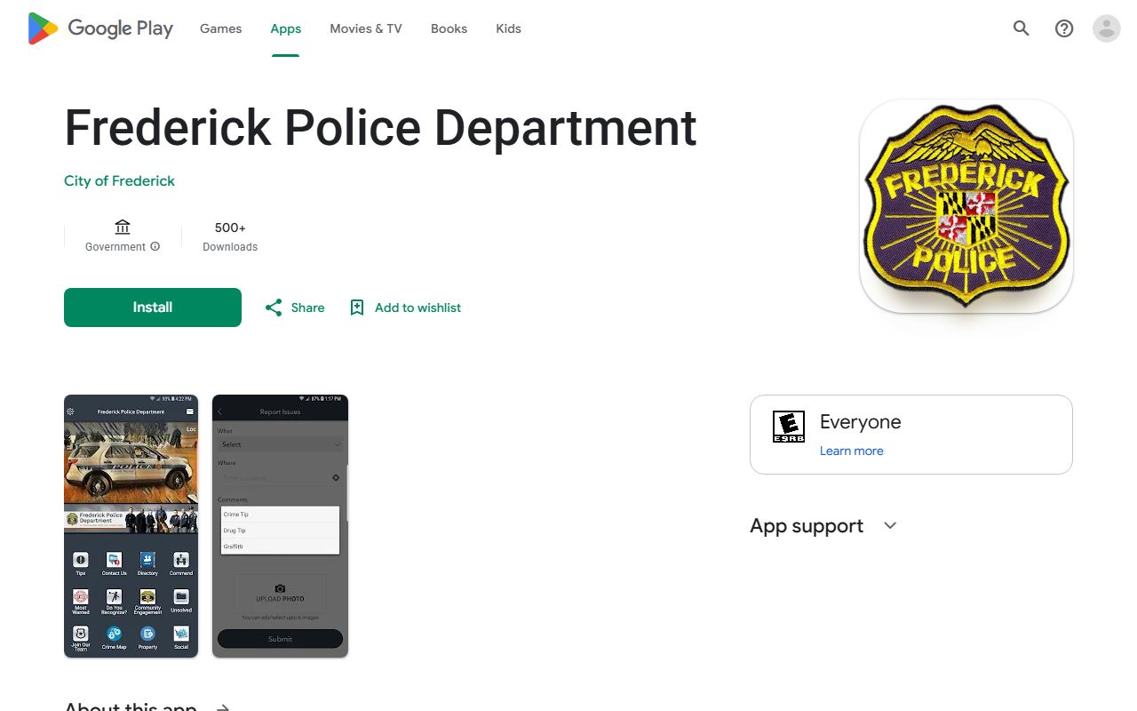 Frederick County marriage records Google Play app distinction
