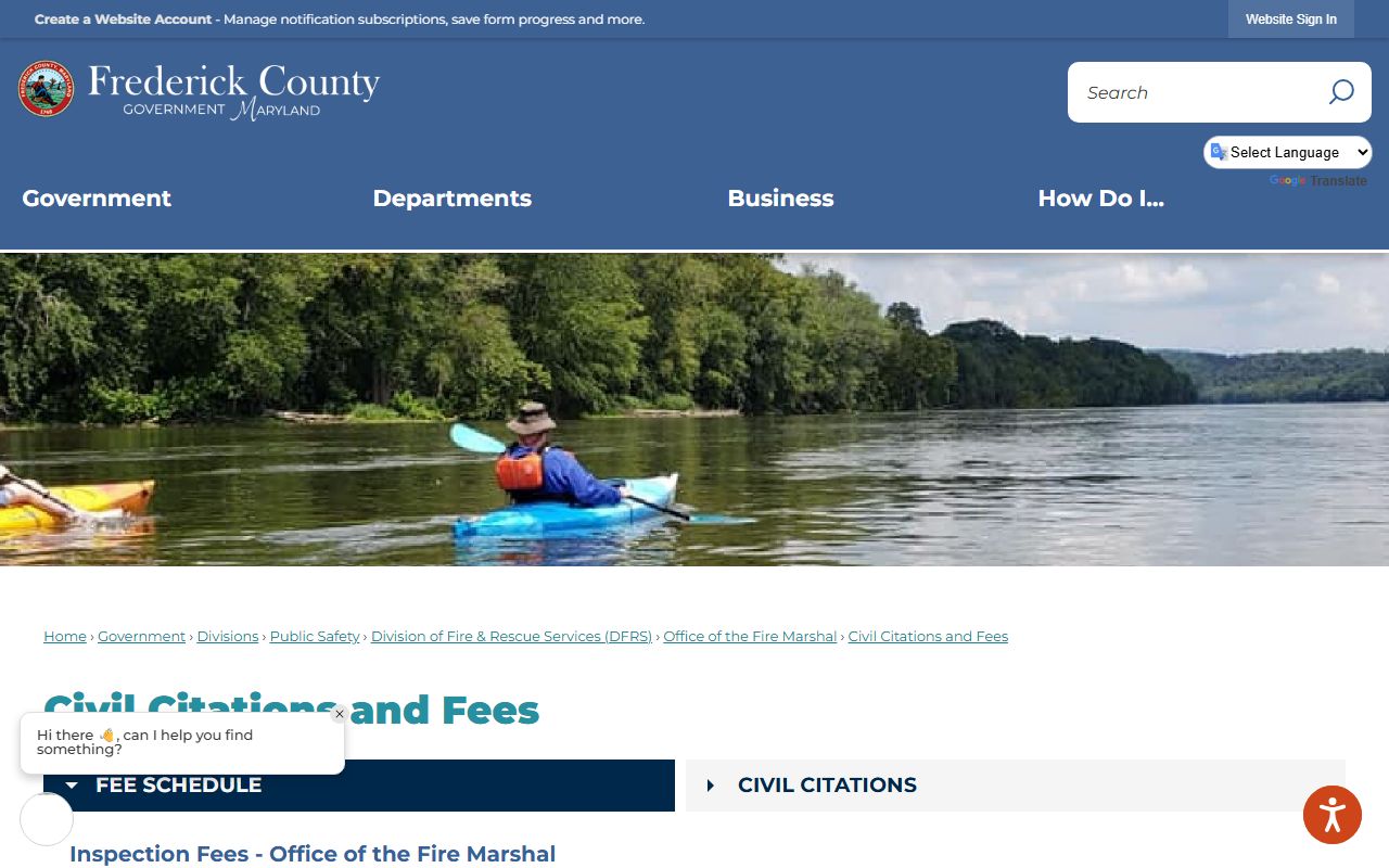 Frederick County traffic court records Frederick County civil citations and fees