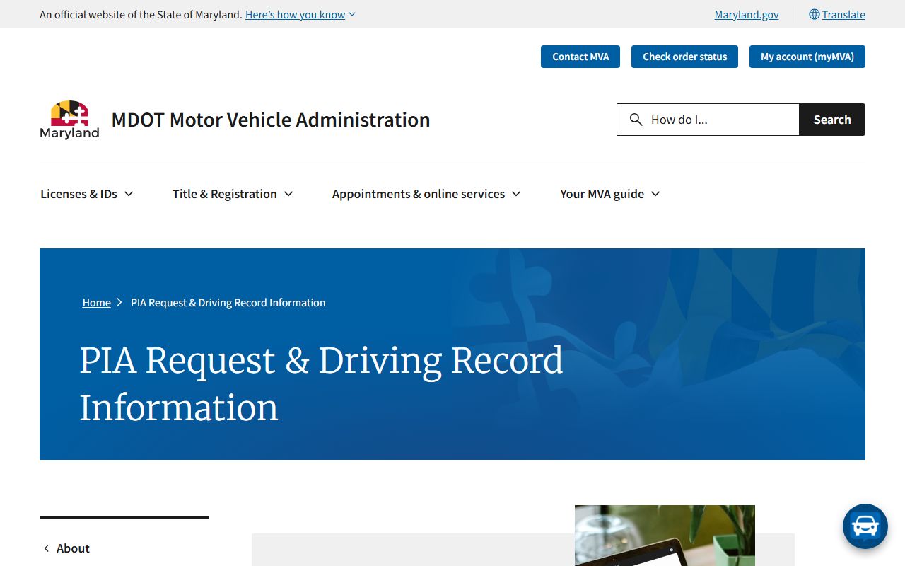 Frederick County traffic court records MVA driver record information