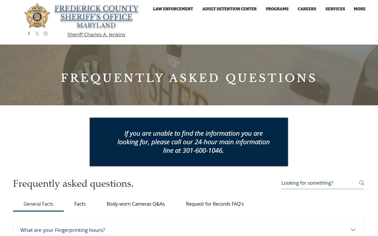 Frederick County warrant records FAQ from the Sheriff's Office